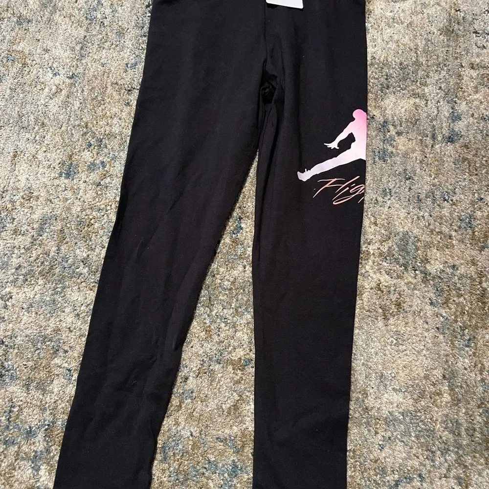 Girls' Black Leggings with Pink Jump Logo